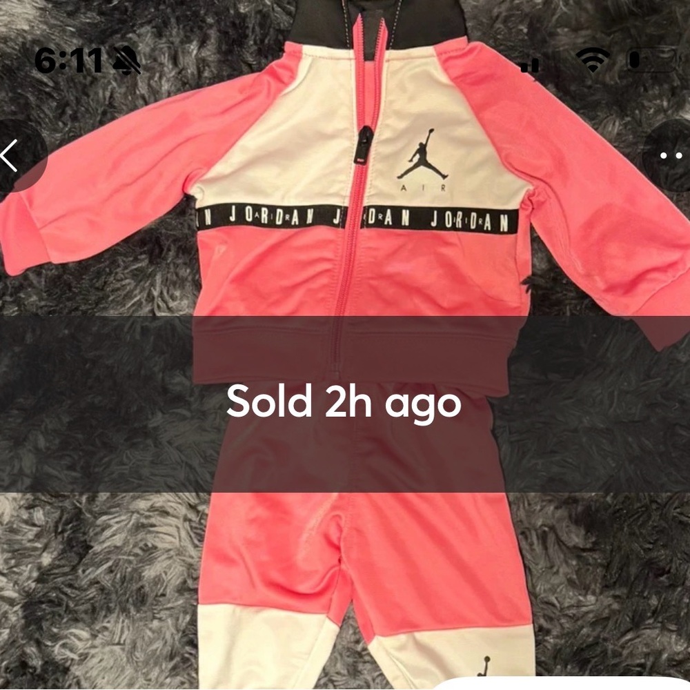 Jordan Pink and Black Baby' Tracksuit